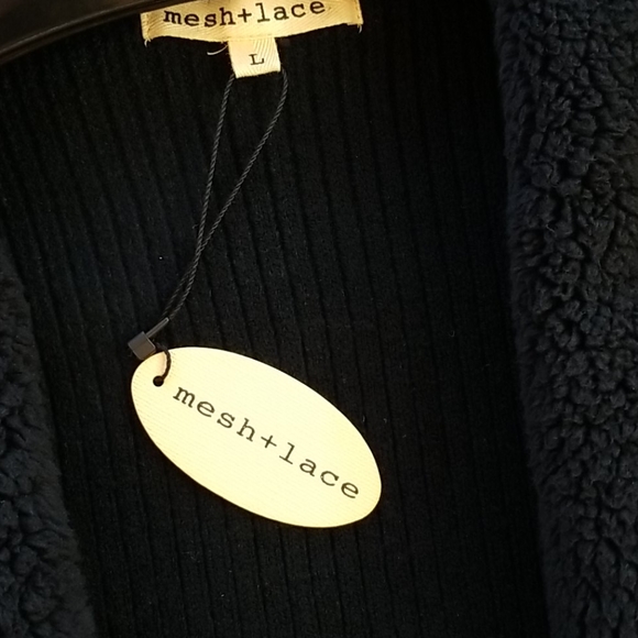 Mesh + Lace Sherpa Black & Silver Vest - Picture 9 of 16